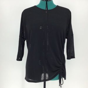 Lisette L Gauzy Black Top with Ruching, Large